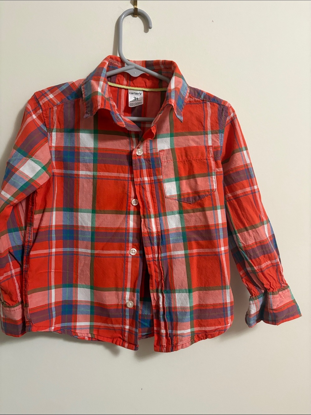 Carter's Orange Plaid Button-Down Shirt for Kids